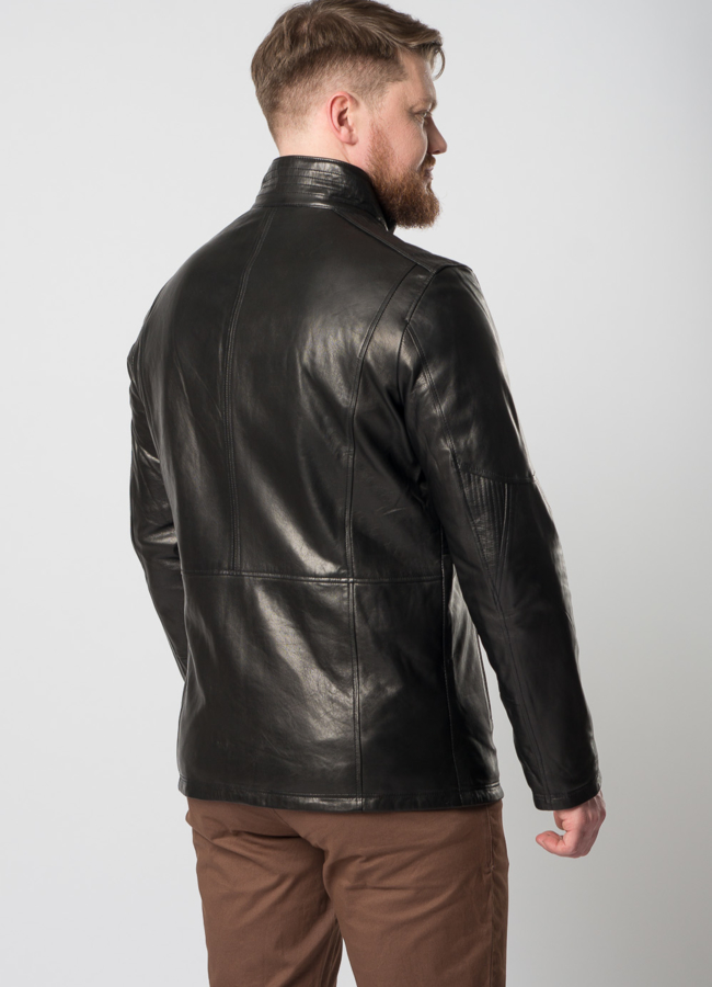 Куртка кожаная черного цвета модель № 870 в кредит