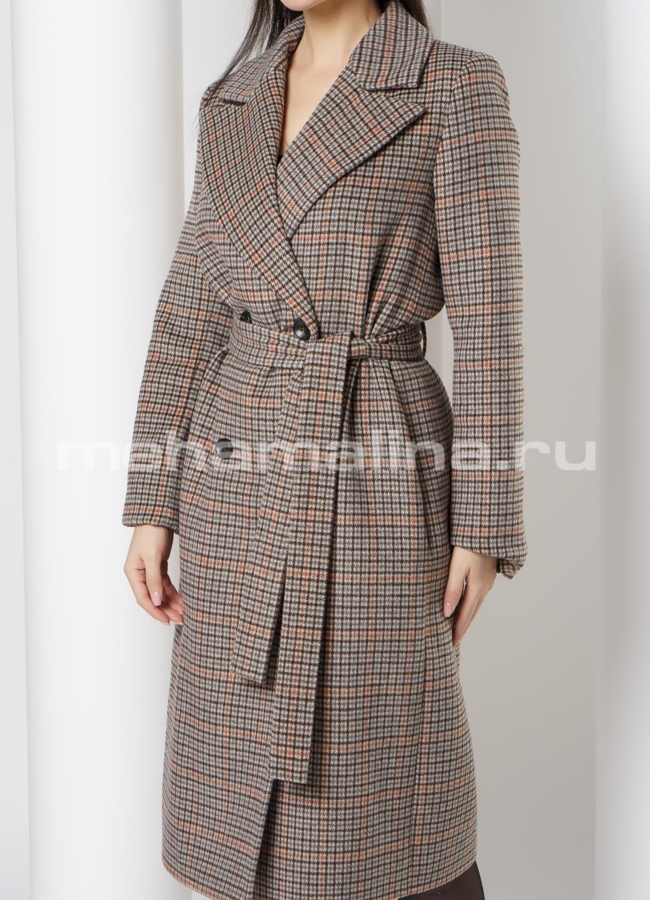 Пальто в клетку с английским воротником модель № 443 универмаг малина