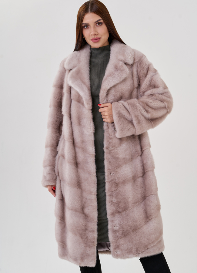 Светлая норковая шуба с английским воротником модель № 23298 универмаг малина