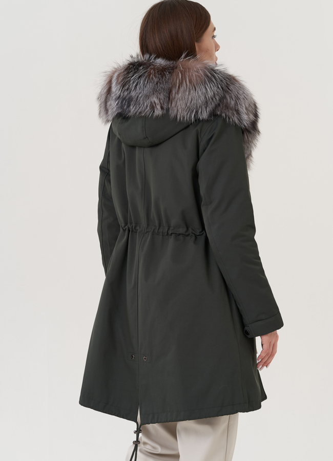 Женская парка с меховой отделкой  модель № 23774 универмаг малина