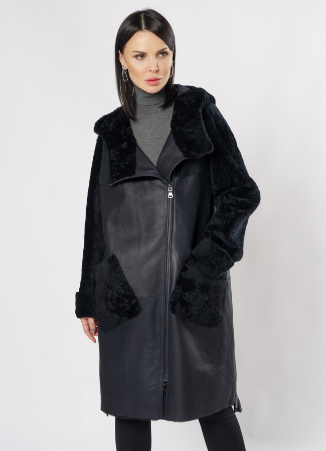 Дубленка на молнии с капюшоном модель № 3566-97 универмаг малина