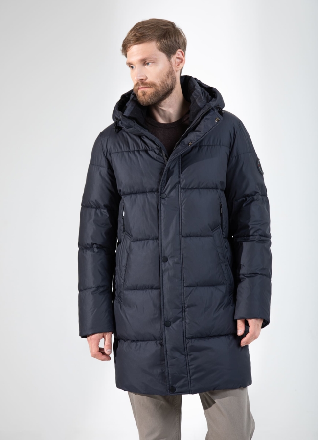 Мужской пуховик с капюшоном  модель № 25787 в кредит
