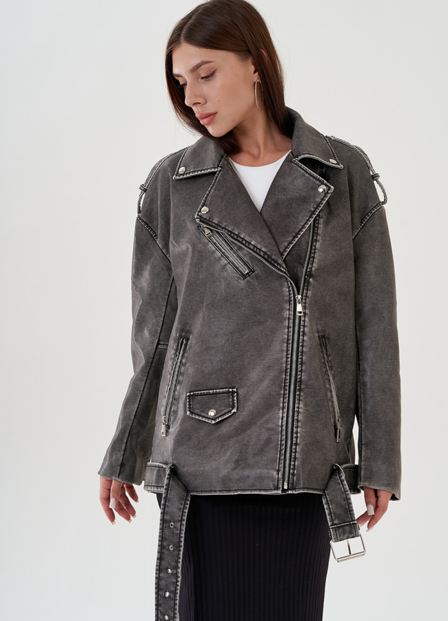 Куртка косуха женская оверсайз  модель № 81208 универмаг малина