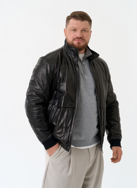 Мужская утепленная куртка из натуральной кожи