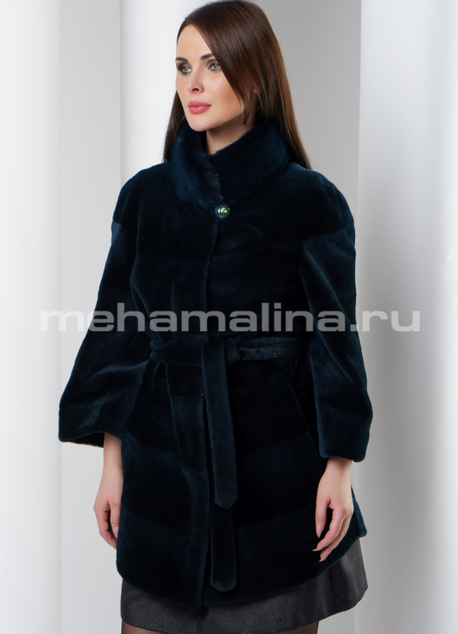 Укороченная шуба из стриженной нутрии модель № S-547 универмаг малина