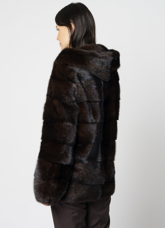 фото Укороченная норковая шуба с капюшоном 2 в 1 модель № S-819