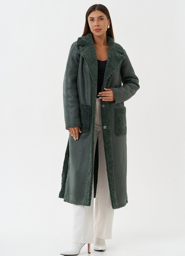 Двухсторонняя дубленка из эко кожи модель № 27778 универмаг малина