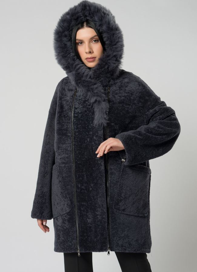 Куртка из мутона оверсайз модель № 1507 универмаг малина