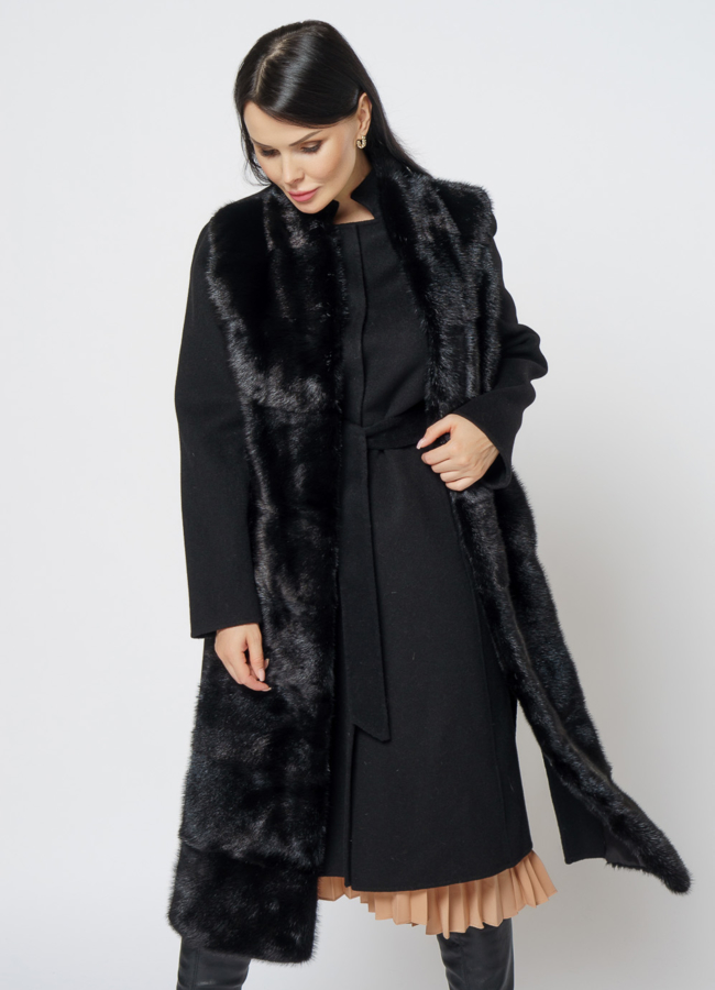 Пальто - жилет с мехом модель № 2300 универмаг малина