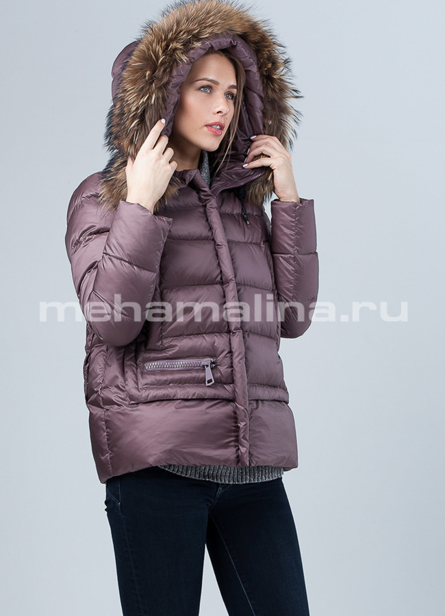 Куртка зимняя Clasna модель № П-230 меха малина