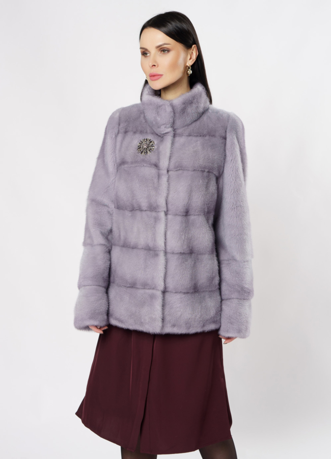 Укороченная норковая шуба голубого цвета модель № S-870 универмаг малина