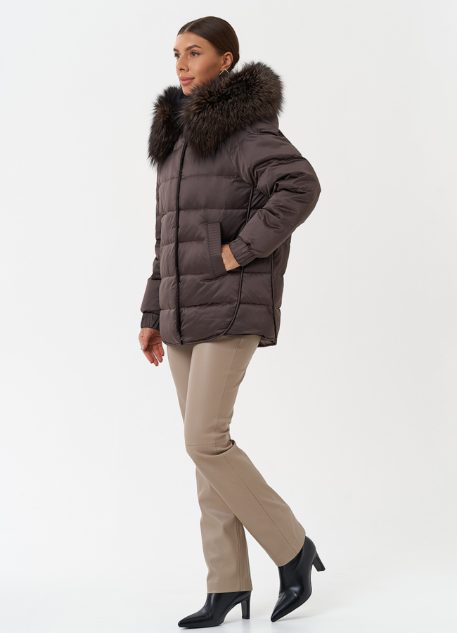 Куртка с капюшоном из чернобурки модель № 28861 в рассрочку