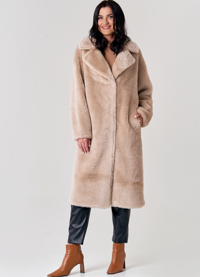 Пальто из шерсти в бежевом цвете модель № 21146 универмаг малина