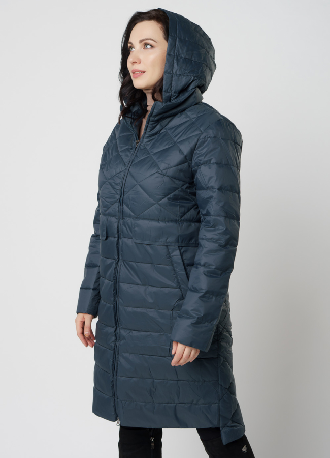 Женское демисезонное пальто зеленого цвета модель № 20596 универмаг малина