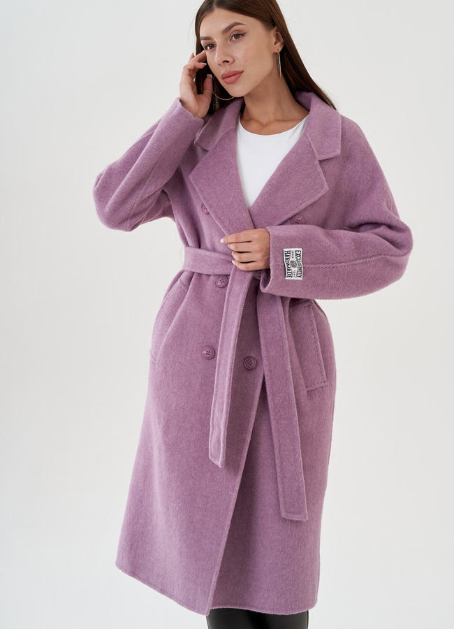 Удлиненное женское пальто с поясом модель № 81424 универмаг малина