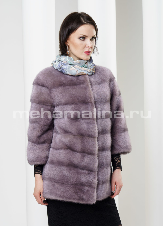 фото Шуба из норки укороченная, цвет лаванда модель № S-180