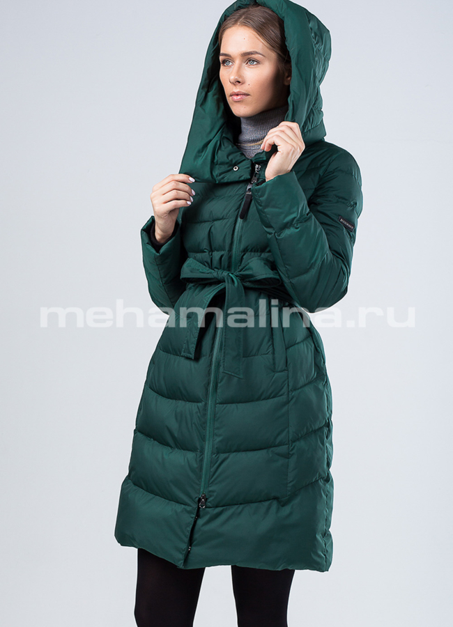 Пуховик женский  модель № П-284 меха малина