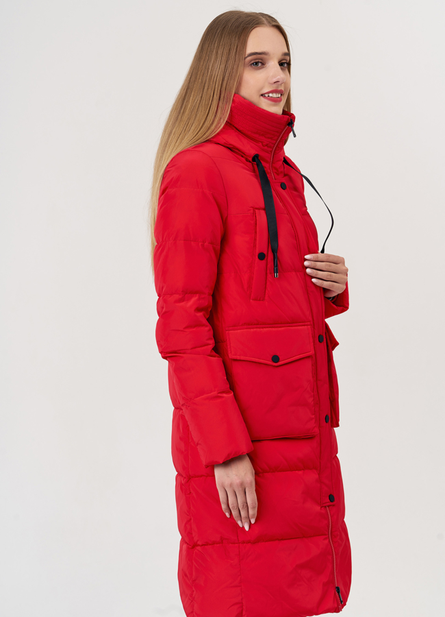 Женский пуховик прямого кроя модель № 3579 универмаг малина