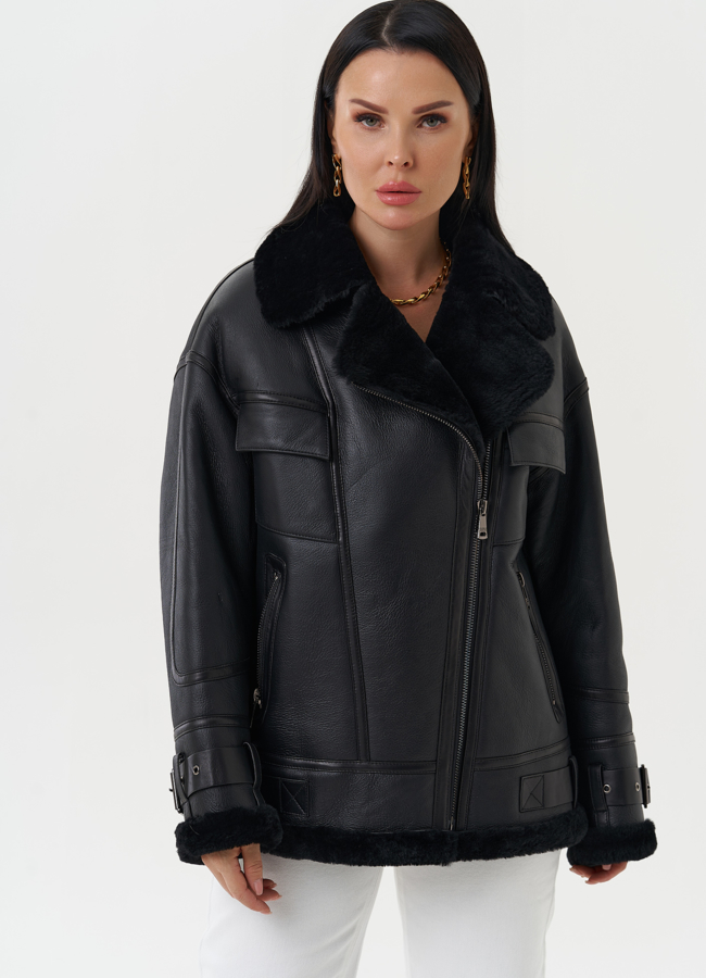 Женская натуральная дубленка модель № 28427 универмаг малина