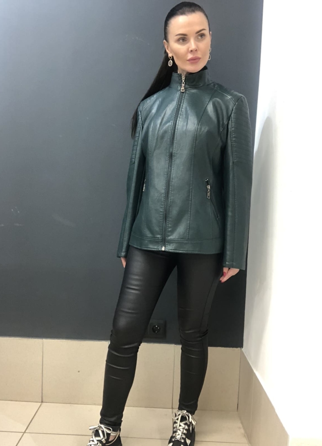 Куртка из эко кожи модель № 802 меха малина