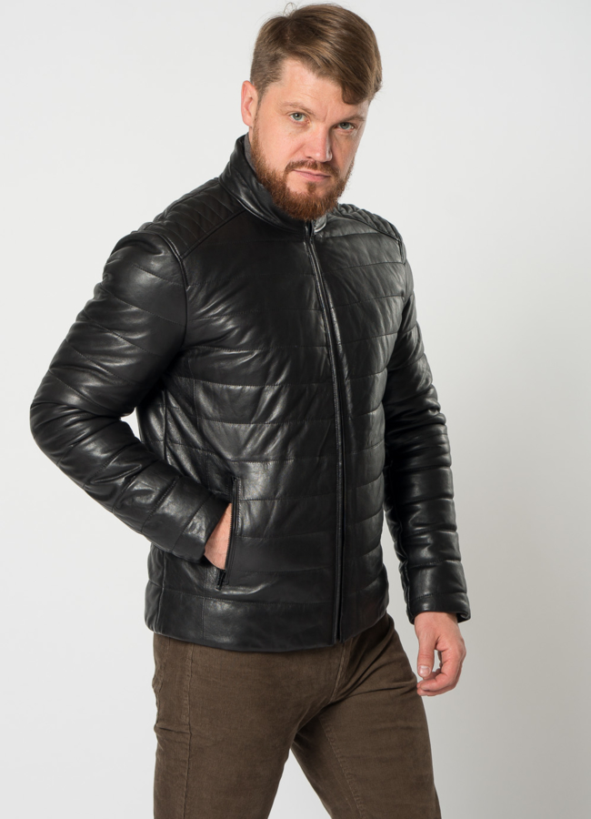 Мужская утепленная куртка мото модель № 21614 меха малина