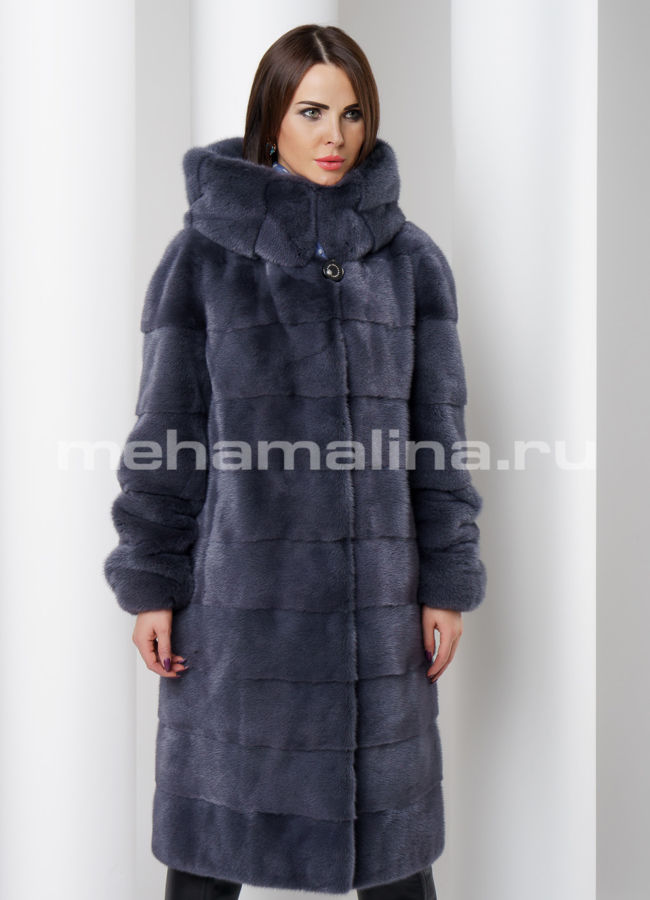 Шуба из скандинавской норки модель № S-508 меха малина