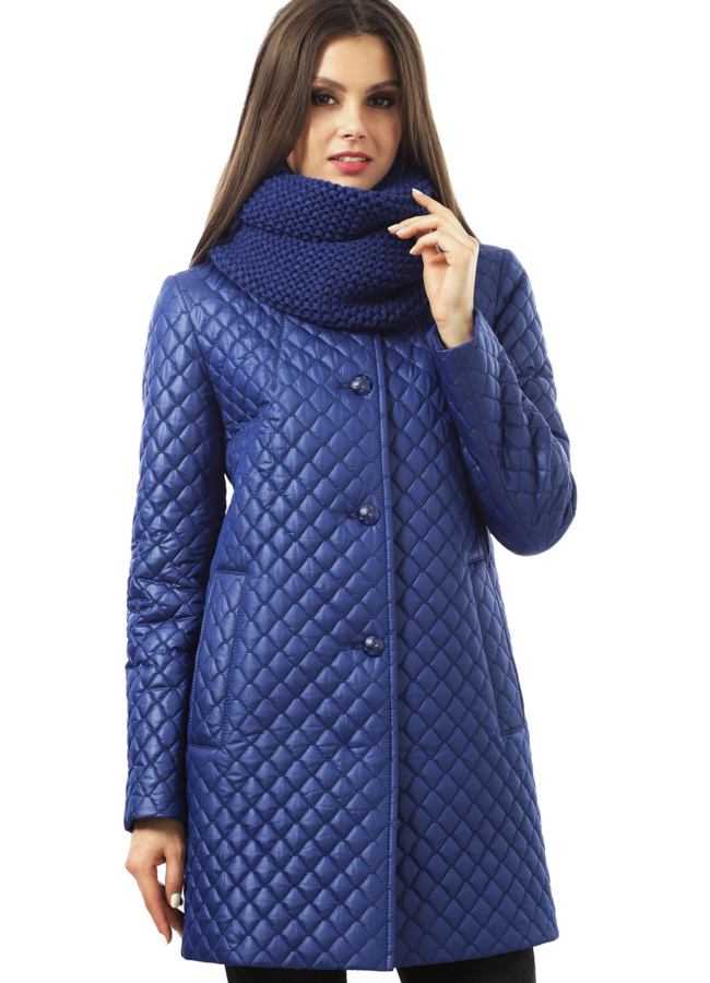 Демисезонное пальто модель № BP-72 меха малина