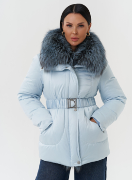Пуховик с мехом чернобурки