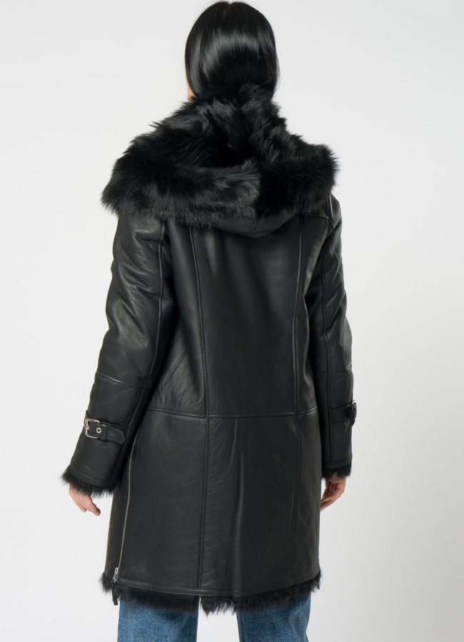 Дубленка женская с капюшоном модель № 21845 в рассрочку