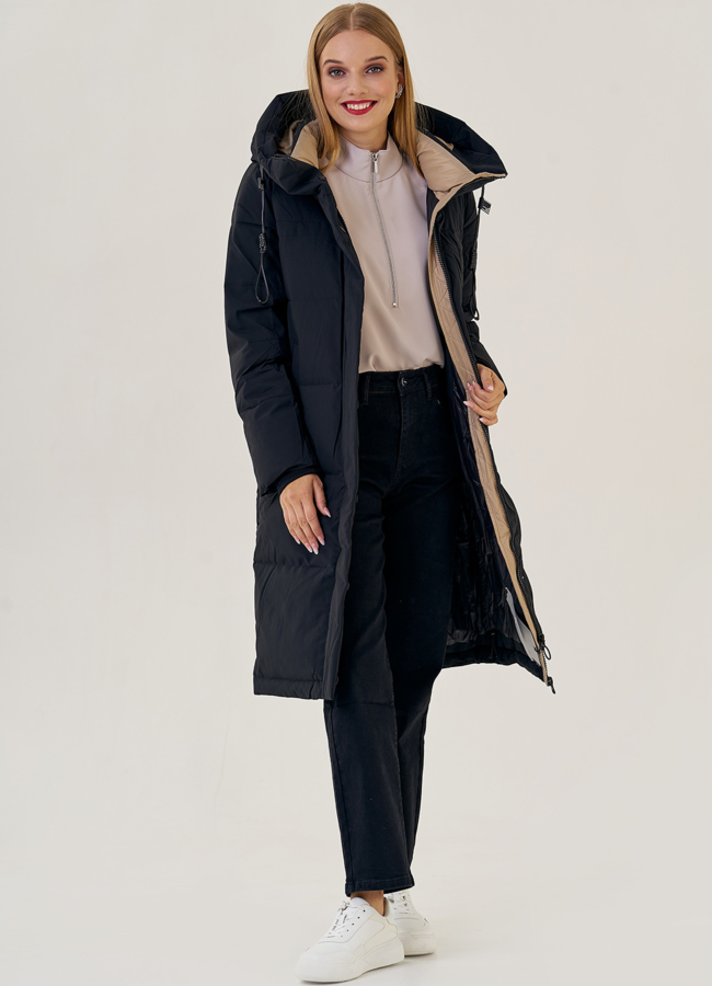 Пуховик женский черного цвета  модель № 23317 универмаг малина