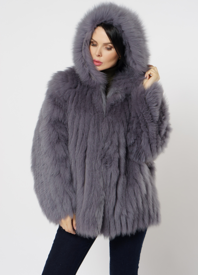 Шуба из песца в сером цвете модель № 21562 универмаг малина