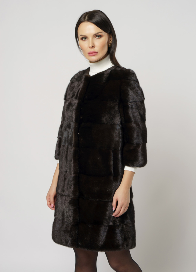 Норковая шуба трансформер в цвете махагон модель № 2105 универмаг малина