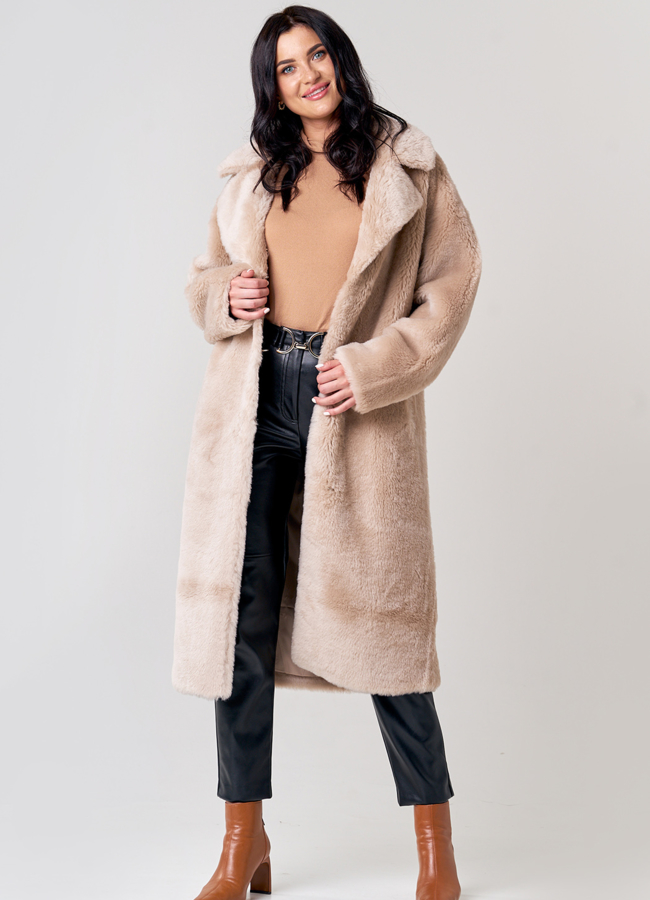 Пальто из шерсти в бежевом цвете модель № 21146 универмаг малина