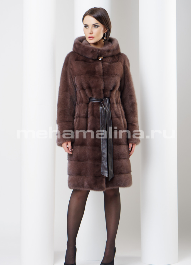 Норковая шуба, цвет соболь модель № S-458 в рассрочку