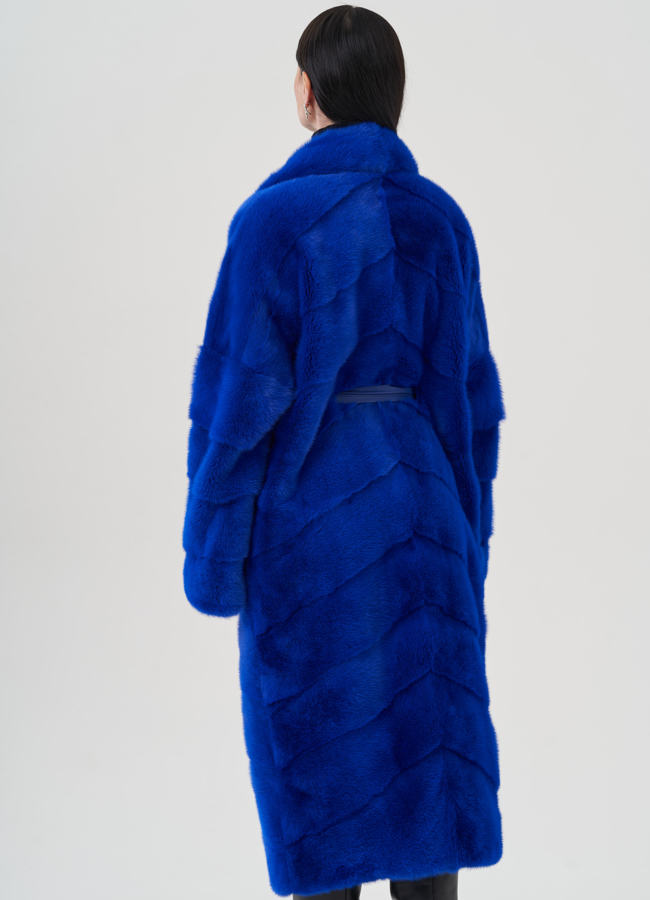 Шуба из норки синего цвета модель № 24824 в кредит