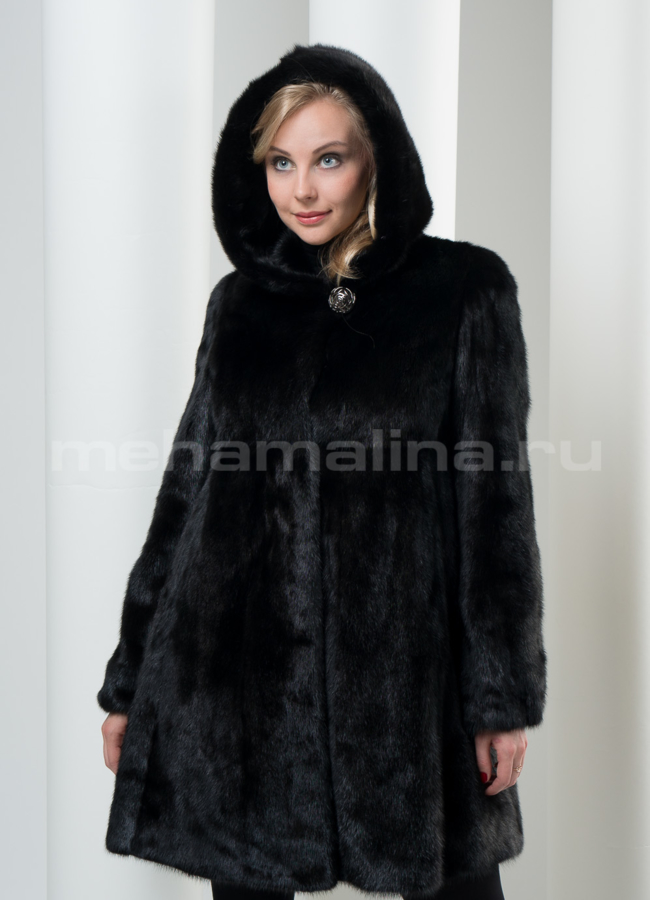 Шуба норка с капюшоном модель № S-95 в кредит