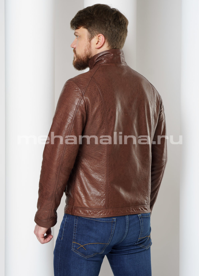 фото Кожаная куртка прямого силуэта модель № 9097