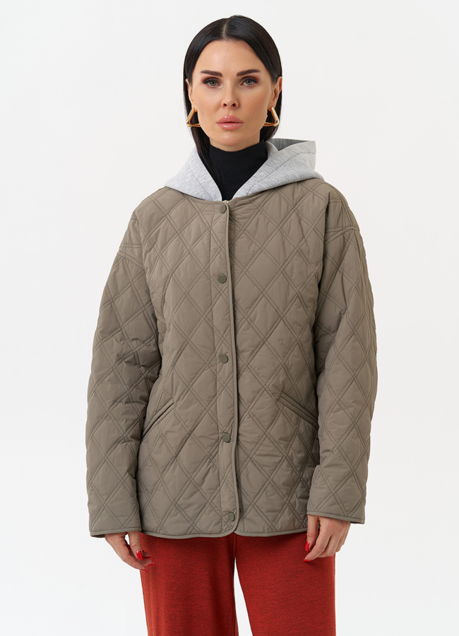 Женская куртка со съемным трикотажным капюшоном модель № 30045 универмаг малина