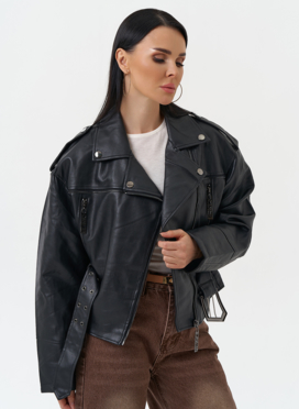 Куртка косуха из эко кожи черного цвета