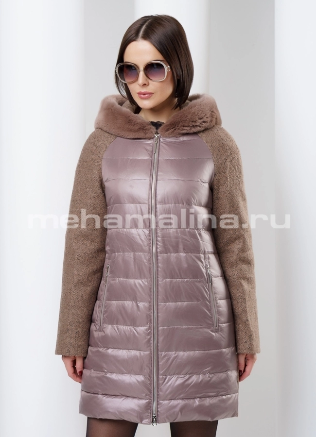 Пальто модель № П-94 меха малина