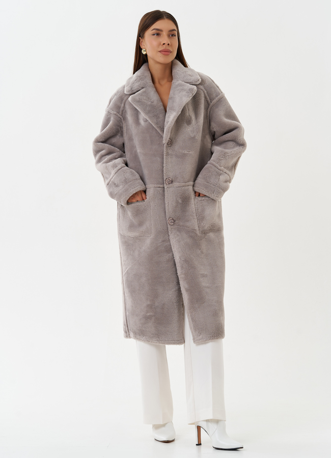 Двухсторонняя эко дубленка с английским воротником модель № 27774 универмаг малина