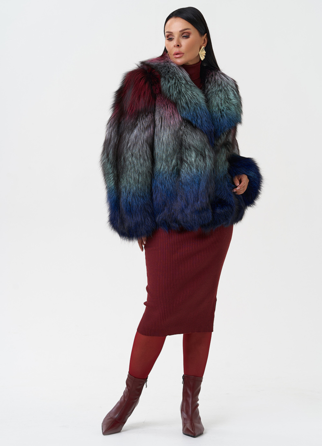 Шуба из меха чернобурки модель № 28591 универмаг малина