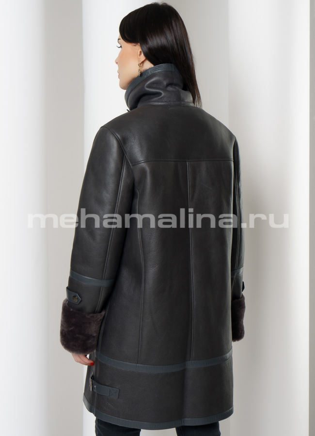 Женская дубленка пилот в черном цвете модель № 9040 в кредит