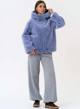 Женская куртка из эко меха с капюшоном