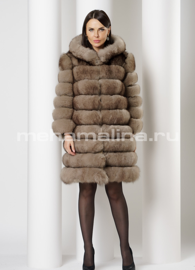 фото Жакет из песца с капюшоном модель № 15-90
