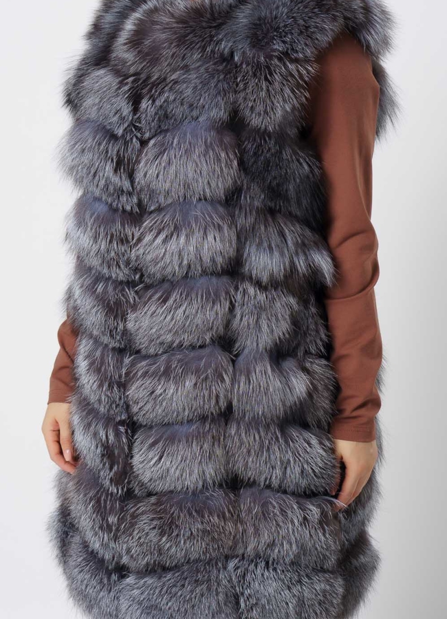 Удлиненный жилет из чернобурки модель № 21721 универмаг малина