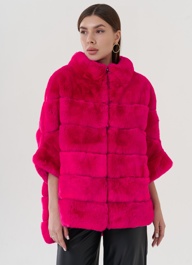 Шуба из меха кролика  модель № 25267 универмаг малина