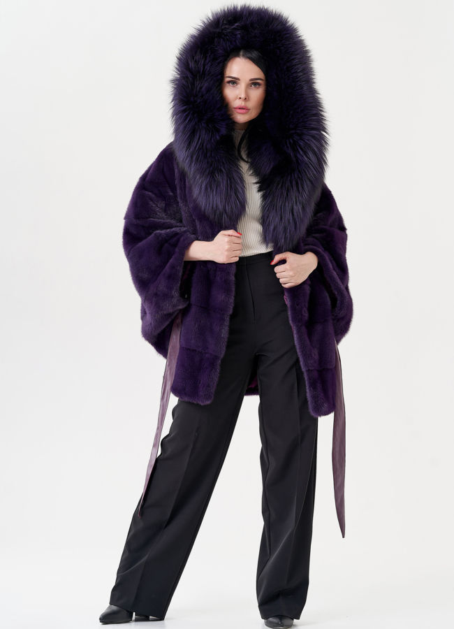 Норковая шуба фиолетового цвета модель № 1600 универмаг малина