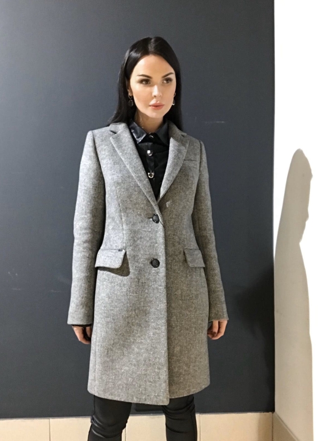 Пальто с английским воротником модель № 369 меха малина