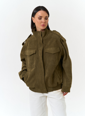 Женская куртка бомбер из эко замши